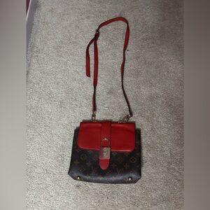 Louis Vuitton red with brown design bag - barely used! Vintage!!